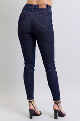 Judy Blue Heart Shaped Back Pockets Skinny Jeans - Flattering & Stylish Fit